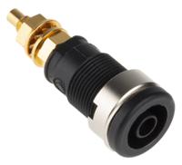 972354100 Hirschmann Test & Measurement Black Female Banana Socket, 4 mm Connector, Solder Termination, 32A, 1000V ac/dc, Gold