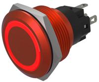 82-67511114 EAO Series 82 Series Illuminated Push Button Switch, Momentary, Flush Mount, 22mm Cutout, SPST, SPST, Red LED, 24V,