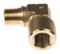 0144-13-13 Legris Brass Pipe Fitting, 90° Threaded Elbow, Male R 1/4in to Female G 1/4in