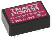 ten-3-1222 TRACOPOWER TEN 3 DC-DC Converter, ±12V dc/ ±125mA Output, 9 → 18 V dc Input, 3W, Through Hole, +85°C Max Temp