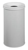 330710 Durable Waste Basket Safe Round 60L Grey Flip Steel Waste Bin