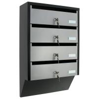 t06209 Silver/Black Mailbox, 600 mm x 385mm x 140 mm