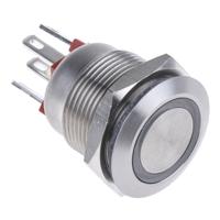 mpi00228rd Bulgin MPI002 Series Illuminated Push Button Switch, Momentary, Panel Mount, 19.2mm Cutout, SPST, Red LED, 24V dc, IP66