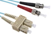 911937200100 Molex Premise Networks ST to SC Duplex Multi Mode OM3 Fibre Optic Cable, 50/125μm, Aqua, 1m