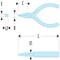 402 Facom Round Nose Pliers, 160 mm Overall, Straight Tip