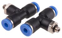 916-0791 RS PRO Tee Threaded Adaptor, Push In 4 mm to Push In 4 mm, Threaded-to-Tube Connection Style