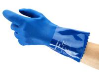 23200090 Ansell AlphaTec Blue Cotton Work Gloves, Size 9, Polyvinyl Chloride Coating