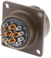 kpt02e14-12s ITT Cannon, KPT, Copper Alloy 12 Way Box Mount MIL Spec Circular Connector Receptacle, Socket Contacts,Shell Size 14,
