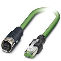 1407534 Phoenix Contact, 5m Cat5, Green M12 to Female RJ45 Male, Shielded Shielded, Terminated
