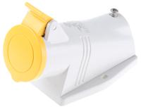 5131650 Scame IP44 Yellow Wall Mount 2P + E Right Angle Industrial Power Socket, Rated At 16A, 110 V