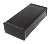 1455n2201bk Hammond 1455 Series Black Aluminium Enclosure, IP54, Black Lid, 220 x 103 x 53mm