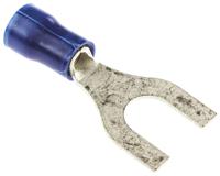 130568 TE Connectivity PLASTI-GRIP Insulated Crimp Spade Connector, 1mm² to 2.6mm², 16AWG to 14AWG, M6 Stud Size PVC, Blue