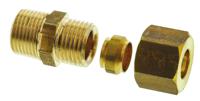 0105-10-17 Legris Brass Pipe Fitting, Straight Compression Coupler, Male R 3/8in to Female 10mm