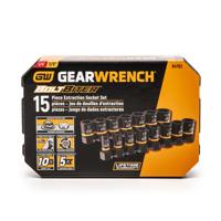 84783 GearWrench 15-Piece Imperial 1/4 in, 3/8 in Standard Socket Set with Ratchet, Extraction