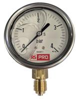 180-001 RS PRO BSP 1/4 Analogue Pressure Gauge 4bar Bottom Entry 63mm Outside Diameter