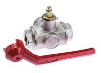 486-338 RS PRO Brass Reduced Bore, 3 Way, Ball Valve, Threaded, BSPP 1/2in, 40bar Operating Pressure