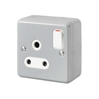 k2873-alm MK Electric Metalclad Plus Grey 1 Gang Plug Socket, 2 Poles, 15A, Indoor Use