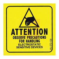 129label SCS Yellow Gloss Paper (Face), Kraft (Liner) ESD Label, Attention-Observe Precautions For Handling Electrostatic