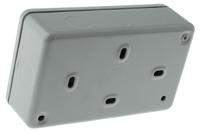 k2945-alm MK Electric Metalclad Plus Grey 2 Gang Plug Socket, 2 Poles, 13A, Type G - British, Indoor Use