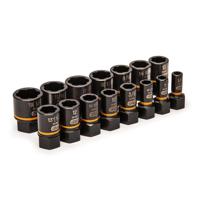 84783 GearWrench 15-Piece Imperial 1/4 in, 3/8 in Standard Socket Set with Ratchet, Extraction