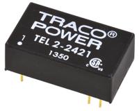 tel-2-2421 TRACOPOWER TEL 2 DC-DC Converter, ±5V dc/ ±200mA Output, 18 → 36 V dc Input, 2W, Through Hole, +75°C Max Temp