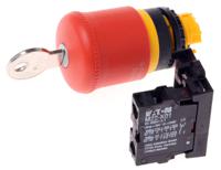 216514-m22-pvsk01 Eaton RMQ Titan M22 Series Key Release Emergency Stop Push Button, Panel Mount, 22.5mm Cutout, 1NC, IP66, IP67, IP69K