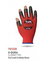 tg1220-11 Traffi Red Polyethylene Polyurethane Cut Resistant Gloves, Size 11, Polyurethane Coating