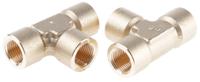 0145-21-21 Legris Brass Pipe Fitting, Tee Threaded Equal Tee, Female BSPP 1/2in to Female BSPP 1/2in