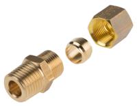 0105-08-13 Legris Brass Pipe Fitting, Straight Compression Coupler, Male R 1/4in to Female 8mm