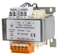 123-4140 RS PRO 100VA DIN Rail Transformer, 230 → 400V ac Primary, 115V Secondary