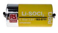 183-5711 RS PRO 3.6V Lithium Thionyl Chloride C Battery