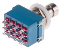 846-6748 RS PRO Push Button Switch, Latching, PCB, 12.2mm Cutout, 4PDT