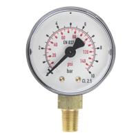 192-6254 RS PRO R 1/8 Analogue Pressure Gauge 10bar Bottom Entry 50mm Outside Diameter, With RS Calibration