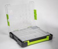 767-4973 RS PRO 21 Cell Transparent, Grey, Green PP, Adjustable Compartment Box, 425mm x 375mm x 70mm