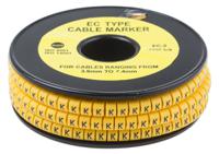 812-1004 RS PRO Slide On Cable Markers, Black on Yellow, Pre-printed "K", 3.6 → 7.4mm Cable