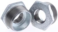 770241239 Georg Fischer Galvanised Malleable Iron Fitting, Straight Reducer Bush, Male BSPT 2in to Female BSPP 1in