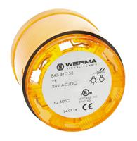 84331055 Werma 843 Series Yellow Flashing Effect Beacon Unit, 24 V dc, LED Bulb, AC, DC, IP54