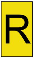 901-10469 HellermannTyton Ovalgrip Slide On Cable Markers, Black on Yellow, Pre-printed "R", 2.5 → 6mm Cable,