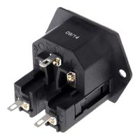 811-7235 RS PRO C14 Panel Mount IEC Connector Male, 10A, 250 V, Fuse Size 5 x 20mm