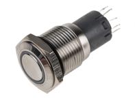 811-8415 RS PRO Illuminated Push Button Switch, Latching, Panel Mount, 16mm Cutout, SPDT, White LED, 250V ac, IP65, IP67