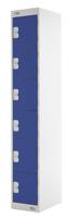 521-352 RS PRO 6 Door Steel Blue Industrial Locker, 1800 mm x 300 mm x 450mm