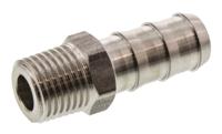 1823-10-13 Legris Stainless Steel Pipe Fitting, Straight Hexagon Tailpiece Adapter, Male R 1/4in x Male