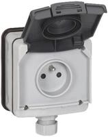 0-904-66 Legrand Plexo66 Gray Plug Socket, 16A, Indoor, Outdoor Use