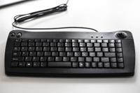 136-9673 RS PRO Wired USB Trackball Mini Keyboard, QWERTY (UK), Black