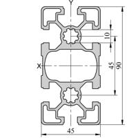 264-7849 RS PRO Silver Aluminium, Anodized Profile Strut, 45 x 90 mm, 10mm Groove, 2m Length