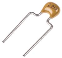 c322c220j2g5ta KEMET 22pF Multilayer Ceramic Capacitor MLCC, 200V dc V, ±5% , Through Hole