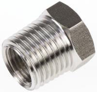 1863-13-10 Legris Stainless Steel Pipe Fitting, Straight Hexagon Reducer, Male R 1/4in x Female G 1/8in