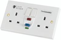 rcd05wavn Timeguard 30A, BS 7288 Fixing, Active, 2 Gang RCD Socket, Thermoset, Surface Mount , Switched No, 230 V ac, White,
