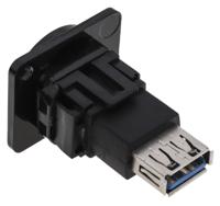 916-0215 RS PRO Straight, Panel Mount, Socket- Single Port Type A to A 3.0 USB Connector