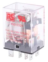 450-0324 RS PRO Plug In Power Relay, 230V ac Coil, 10A Switching Current, DPDT